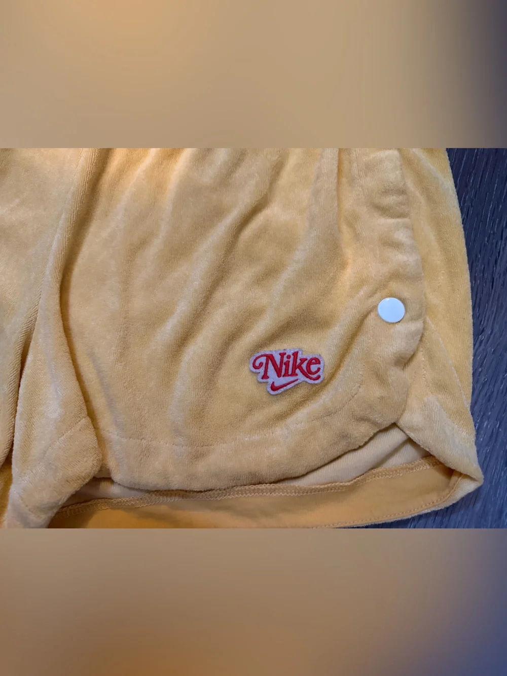 Y2K Vintage Athletic Nike Yellow Velour Shorts — Women’s Medium
